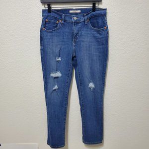 Levi's Boyfriend jeans mid rise distressed crop relaxed fit